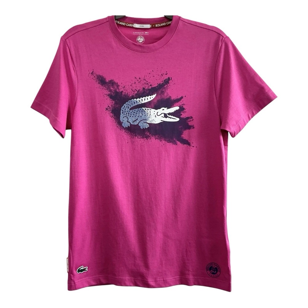 NWT Lacoste Roland Garros‎ Edition Ultra Dry Sport Pink Unisex Tee T-Shirt Small